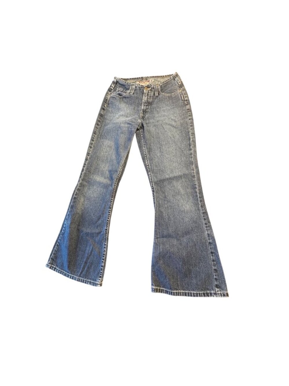 90s Vintage Silver Mid-Rise Flare Jeans Medium Wash Denim Made In Canada